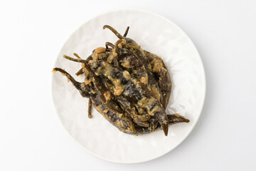 Pickled peppers on a white background
