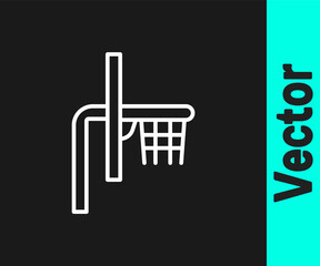 White line Basketball backboard icon isolated on black background. Vector.