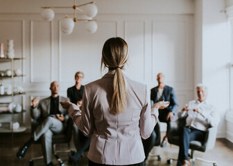 Businesswoman talking in a seminar