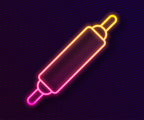 Glowing neon line Rolling pin icon isolated on black background. Vector.