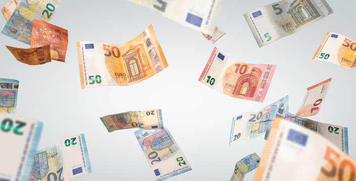 Flying Euro Banknotes