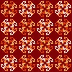 Fototapeta na wymiar Decorative flowers. Seamless pattern. Design with manual hatching. Textile. Ethnic boho ornament. Vector illustration for web design or print.