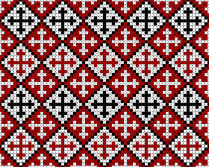 Traditional Georgian Pattern cross-stitch embroidery with crosses