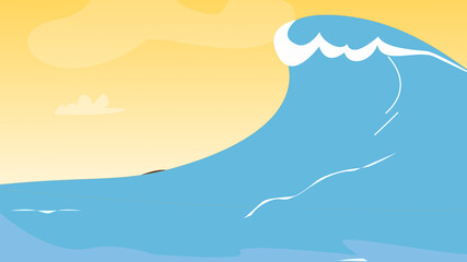 Cartoon water waves perfect for surfing illustration.