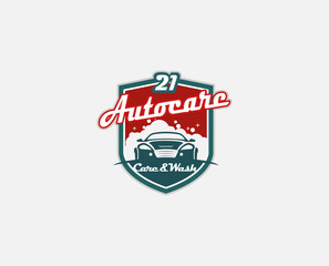 Cars with shield logo design concept illustration usable for Auto care  and wash garage company