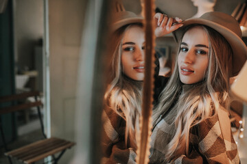 girl portrait , girl in the mirror