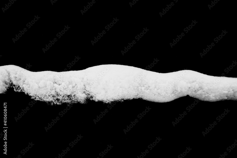 Poster white snow isolated on a black background. winter elements for design