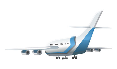 Airplane on white background. Airliner in side view. realistic aircraft cargo. Passenger plane, sky flying aeroplane