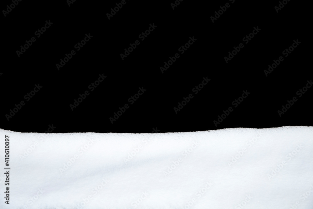 Poster white snow isolated on a black background. winter elements for design