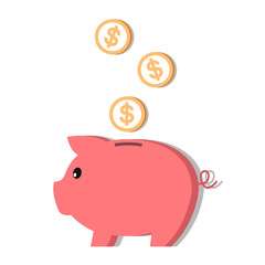 Flat style piggy bank icon.