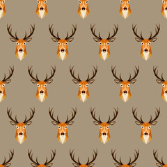 Natural seamless pattern. Background with geometric deers. Print for fabric. Vector illustration.	
