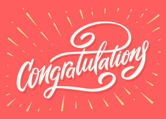 Congratulations. Greeting card. Vector handwritten lettering.