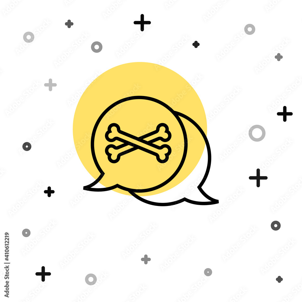 Poster black line location pirate icon isolated on white background. random dynamic shapes. vector.
