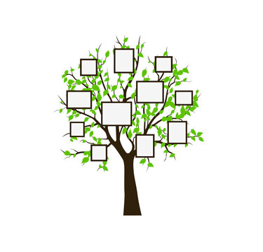 Frame tree family vintage, nature print. Vector
