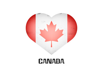 Heart with Canadian national flag colors. Flag of Canada in the form of a heart made on an isolated background. Design pattern for greeting card on an Valentines day. Vector illustration