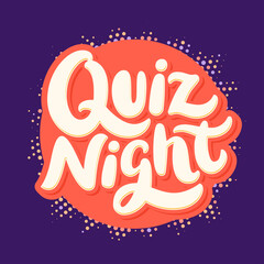 Quiz night. Vector handwritten lettering banner.