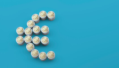 abstract euro coins as finance symbol - 3D Illustration