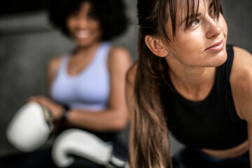 Strong and fit female boxer