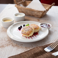 Baked cheesecakes on breakfast