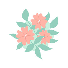 Cute delicate flower arrangement, bouquet. Decoration for wedding invitations and cards. Vector hand illustration isolated on white background