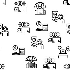 Health Insurance Care Seamless Pattern Vector Thin Line. Illustrations