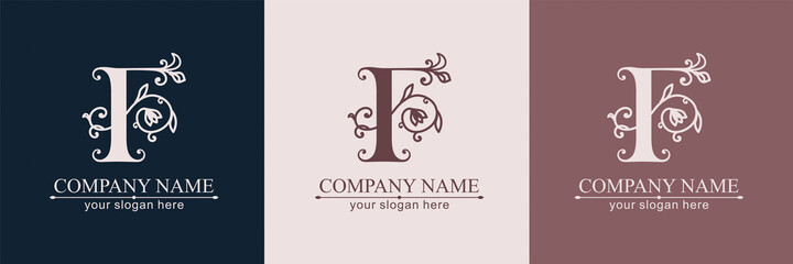 Premium Vector F logo. Monnogram, lettering and business cards. Personal logo or sign for branding an elite company. Vector design.