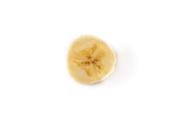 Banana slice isolated on white background. Top view