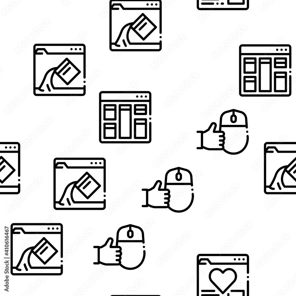 Poster web design development seamless pattern vector thin line. illustrations