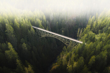 Landscape photo with bridge and forest - Powered by Adobe