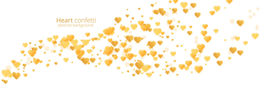 Vintage gold heart confetti, great design for any purposes. Golden glitter background. Vector banner