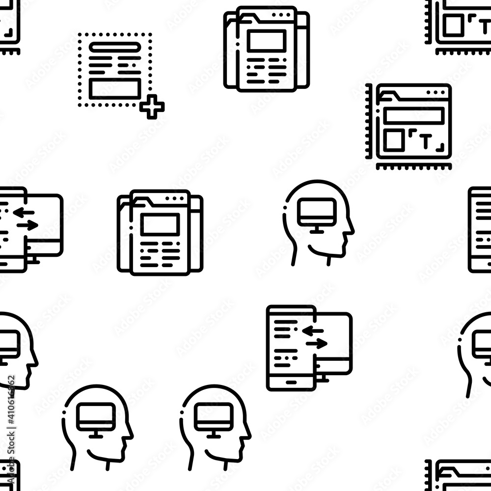 Poster web design development seamless pattern vector thin line. illustrations