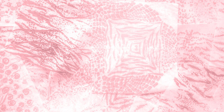 Animal Print Heart. Pale Colors. Vintage Grunge