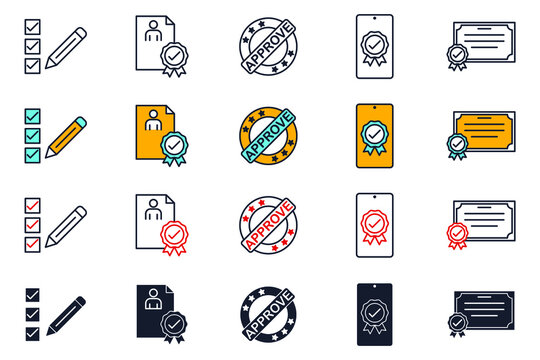 set icon approvement. accreditation icon. business quality check symbol template for graphic and web design collection logo vector illustration