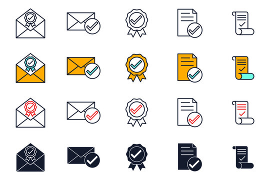 set icon approvement. accreditation icon. business quality check symbol template for graphic and web design collection logo vector illustration