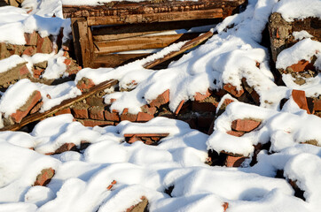 Demolished house after devastating earthquake in Majske poljane, Croatia. Destroyed houses and...