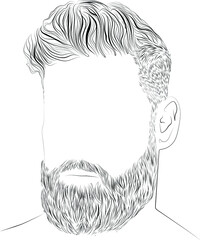 Shaved side undercyt hairstyle for men  black and white outlines vector illustration - 410617864
