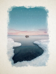 Artwork watercolor landscape picture for interior design