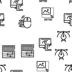 Graphic Design And Creativity Seamless Pattern Vector Thin Line. Illustrations