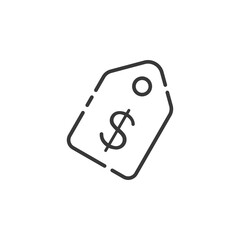 Shopping tag thin line icon. Dollar sale price label. Outline commerce vector illustration