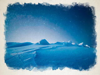 Artwork watercolor landscape picture for interior design