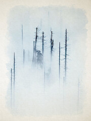 Artwork watercolor landscape picture for interior design