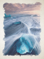 Artwork watercolor landscape picture for interior design