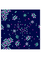 Seamless abstract floral pattern with circles. Vector pattern