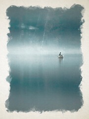 Artwork watercolor landscape picture for interior design