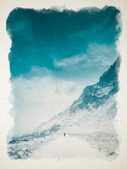 Artwork watercolor landscape picture for interior design