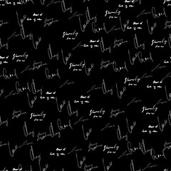 Seamless vector pattern. White text on a black background.