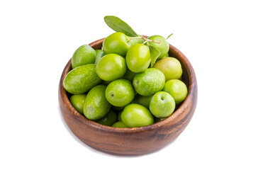 Green olive on the white background