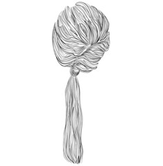 Elegant, wavy, Low plaited ponytail hairstyle vector illustration