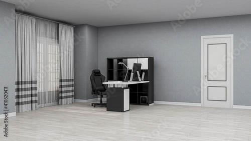 Minimalist Home Office Photorealistic 3d Illustration Suitable For Video Conference And As Zoom Virtual Background Wall Mural Vtg Design Make any video conference as fun or professional as you want with our red and pink dainty minimalist friends personal valentine's day zoom virtual background. minimalist home office photorealistic 3d illustration suitable for video conference and as zoom virtual background wall mural
