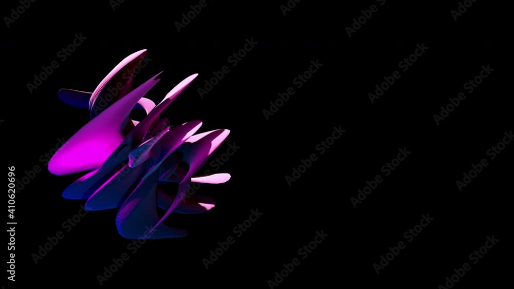 Poster abstract mysterious fantasy minimal futuristic geometric object rotating on black background with co